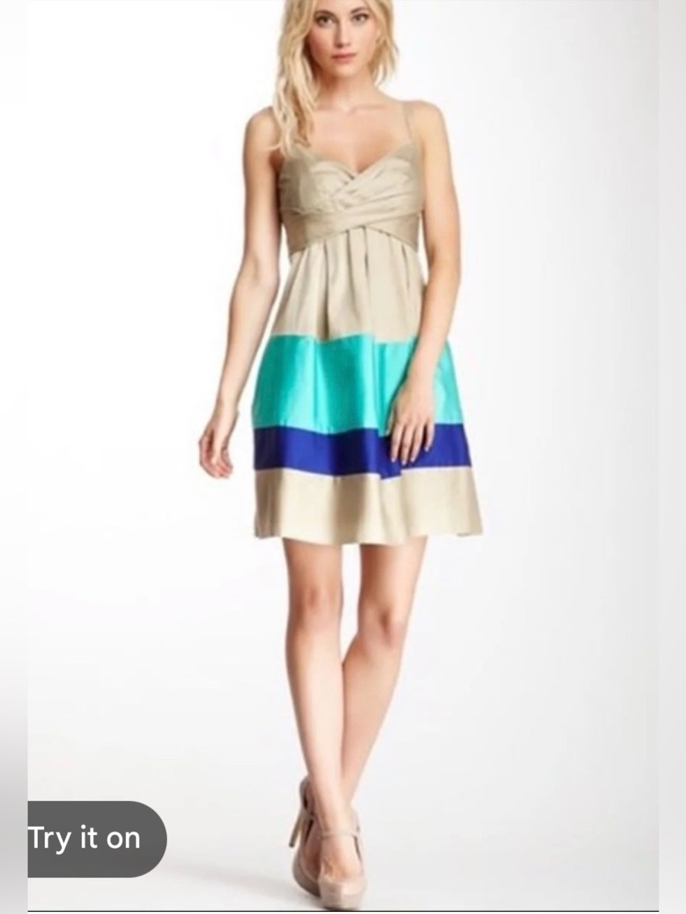 Jessica Simpson Strappy Colorblock Dress Size 2 PTP 15”-16” Length 34” EUC
